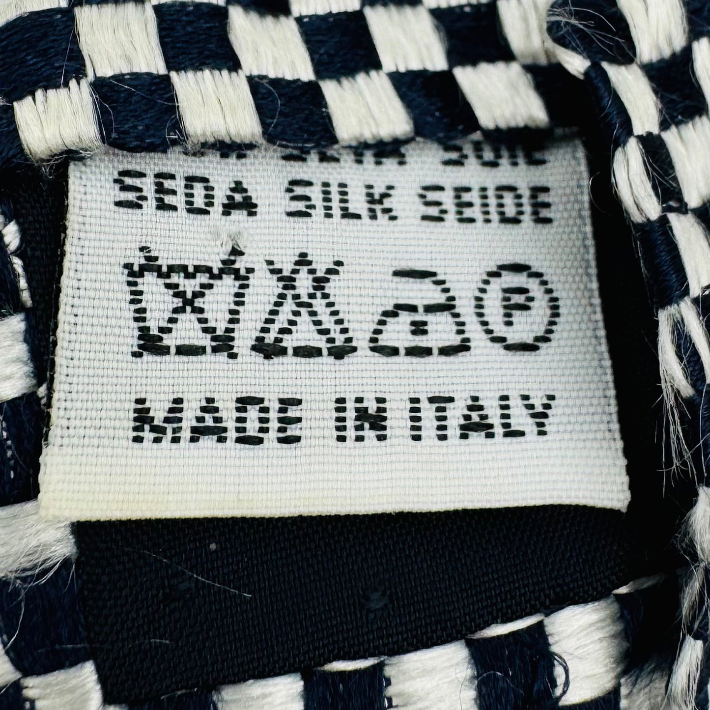 Valentino Black White 'Checkered Pattern' Silk Tie (Size Regular)