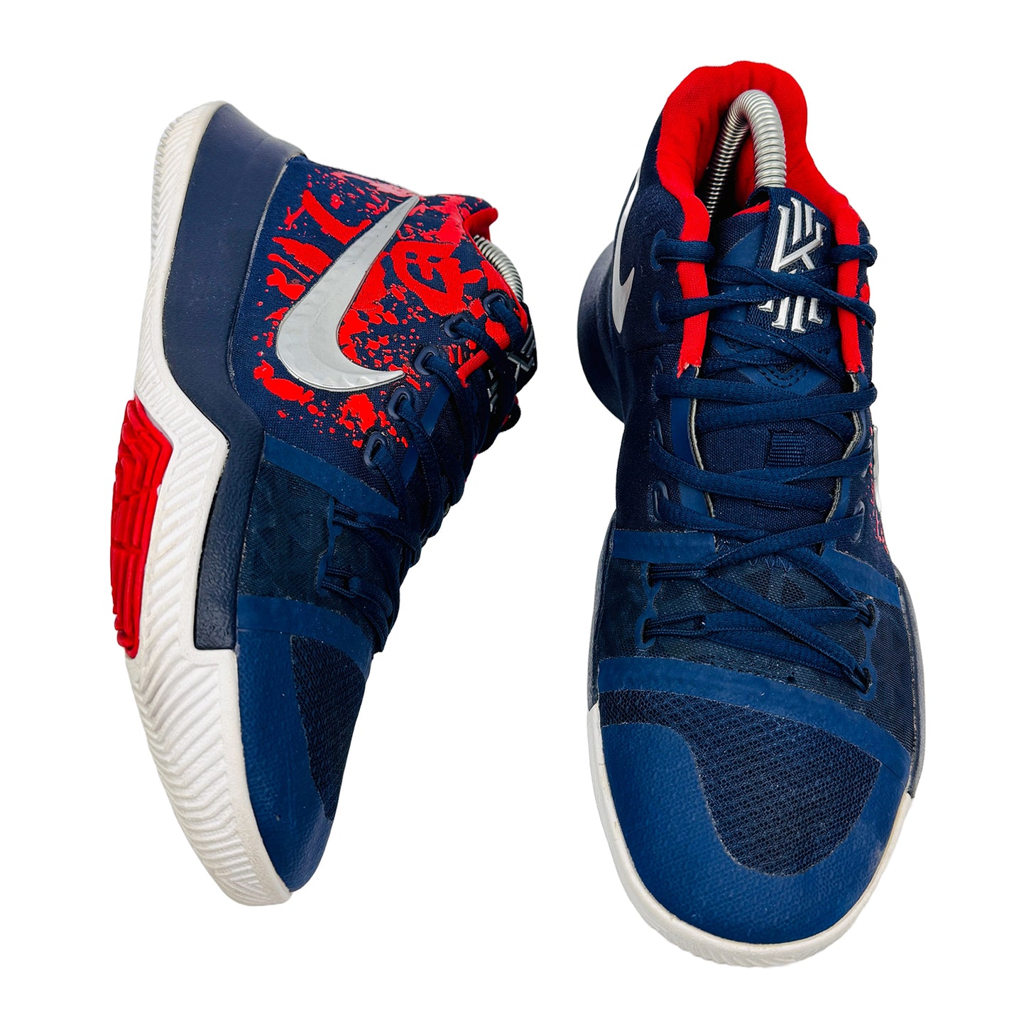 One Front One Cross image of Nike Kyrie 3 Samurai Blue Sneakers (Size 39) - 852396-900