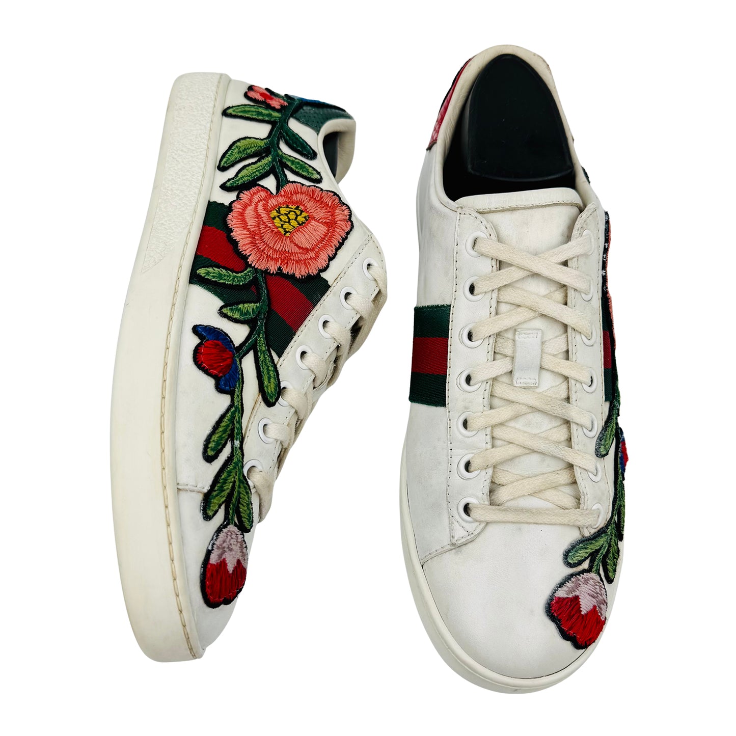 Gucci Ace Embroidered Floral Sneakers (Size 37.5/38) - 431917 A38G0 9064