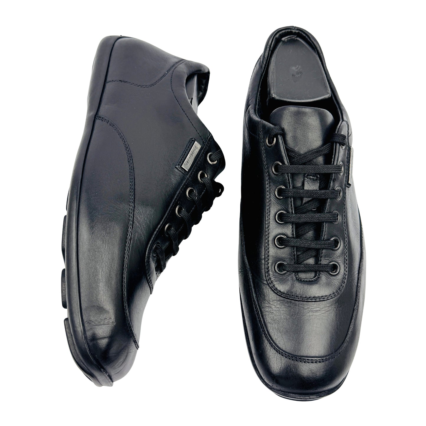 Ermenegildo Zegna Men's Black Leather Sneakers (Size 41/41.5)