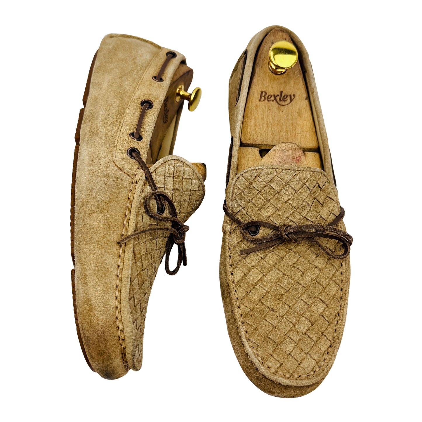 Bottega Veneta Men's Intrecciato Beige Suede Loafers (Size 42)