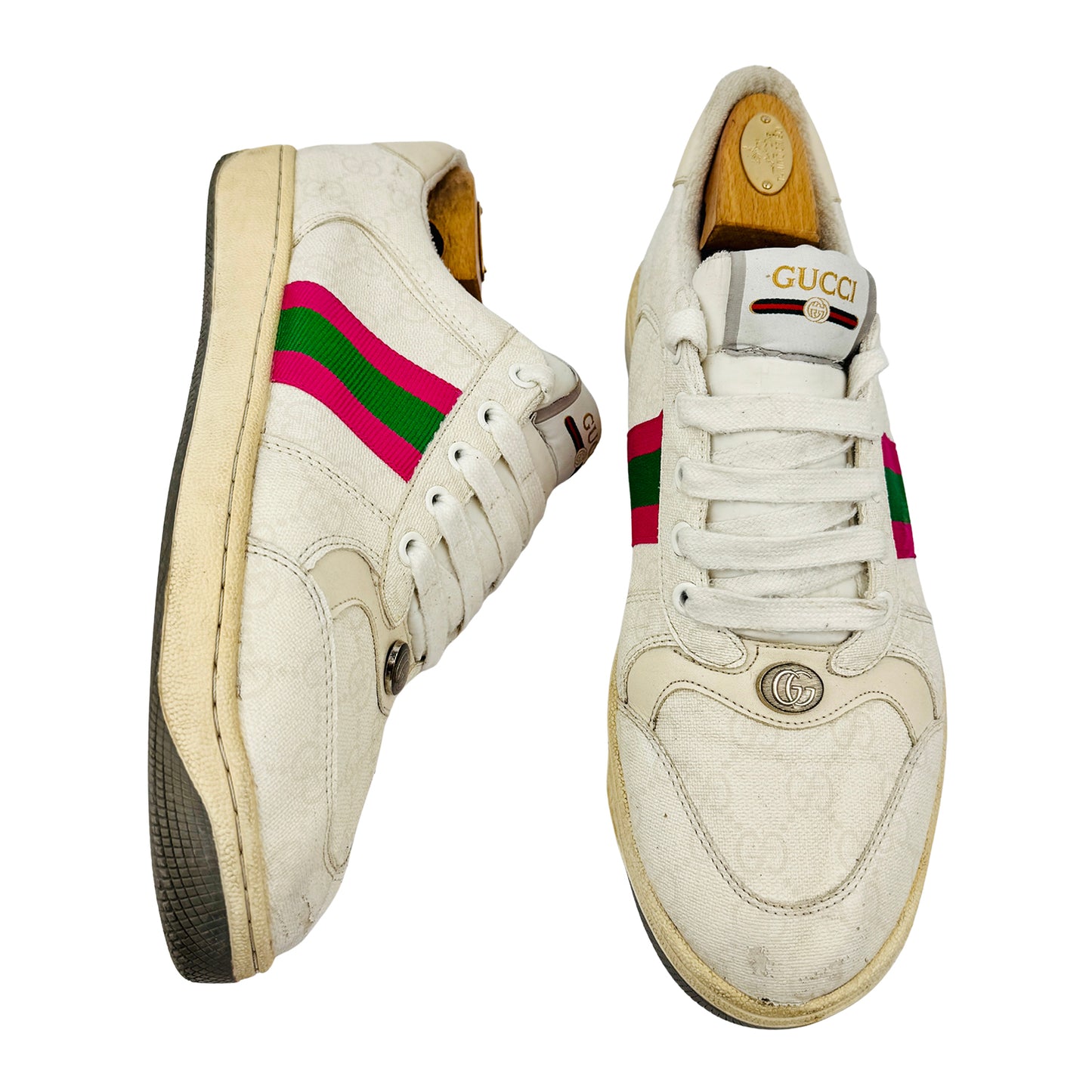 Gucci Screener White Web Stripe Sneakers (Size 42/42.5)
