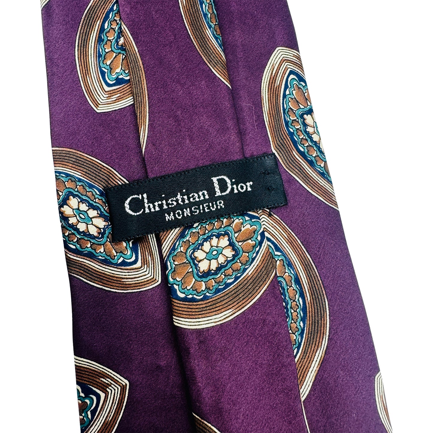 Christian Dior Plum 'Geometric Medallions' Tie (Size Regular)