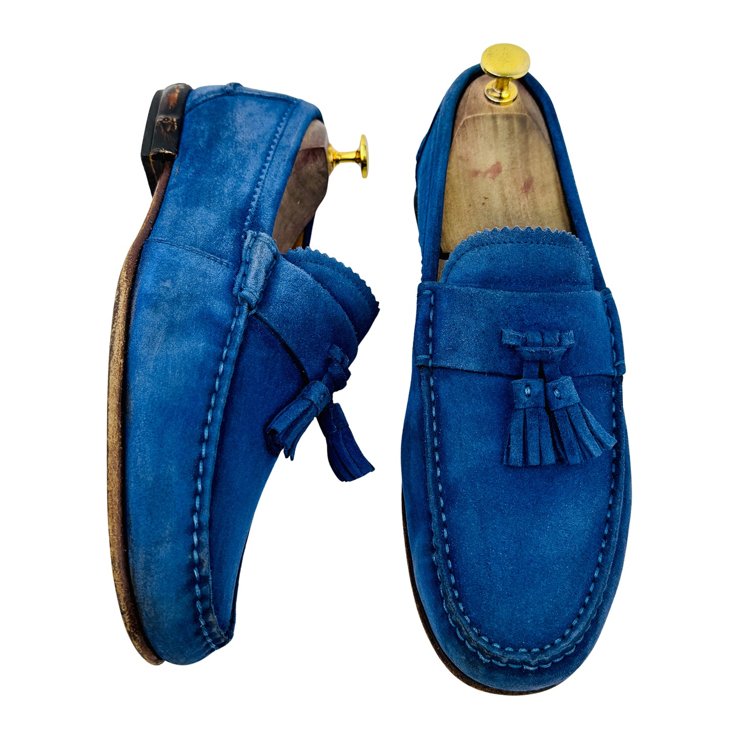 Gucci Men's Horsebit Blue Suede Loafers (Size 41/41.5)