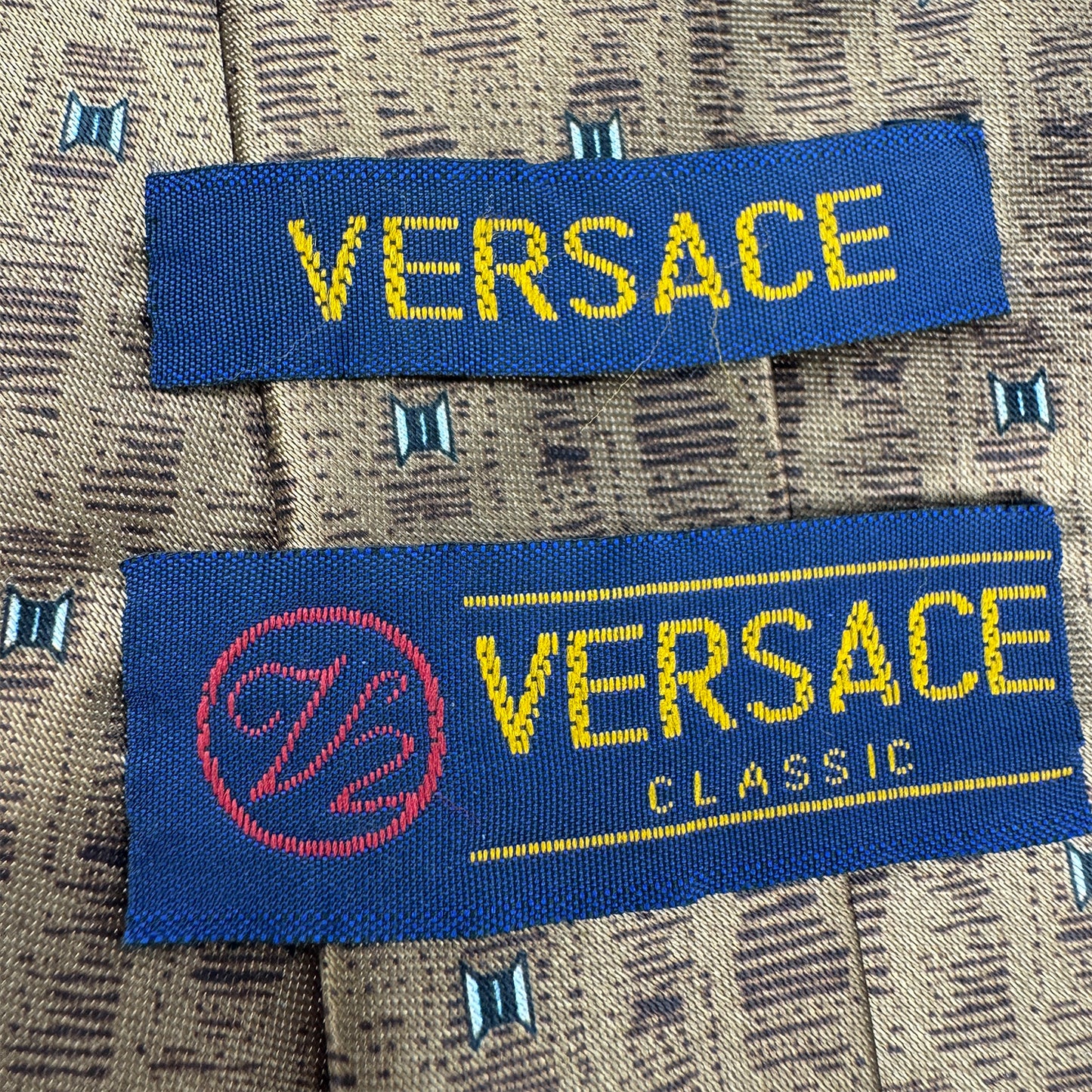 Versace Bronze 'Square Motifs' Silk Tie (Size Regular)