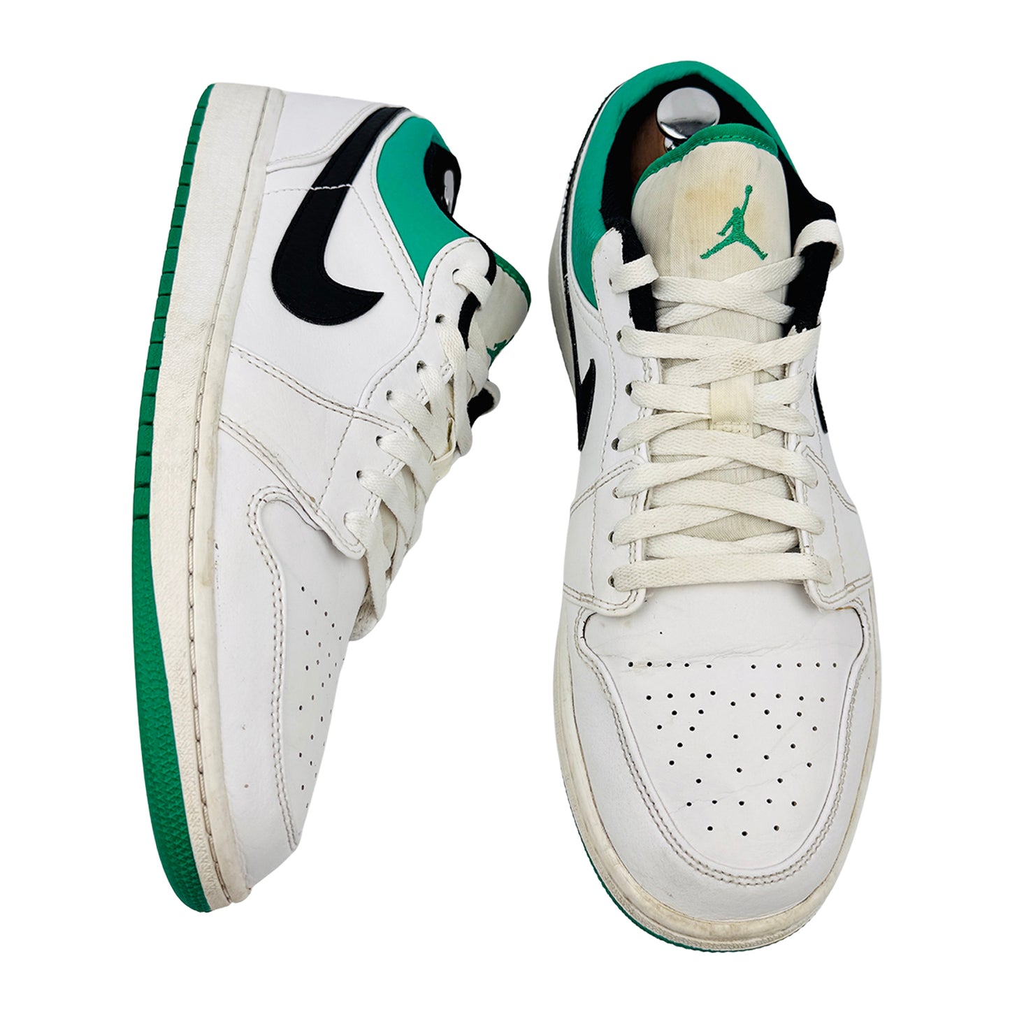 Nike Air Jordan 1 Low 'White Lucky Green' Shoes (Size 46) - 553558-129