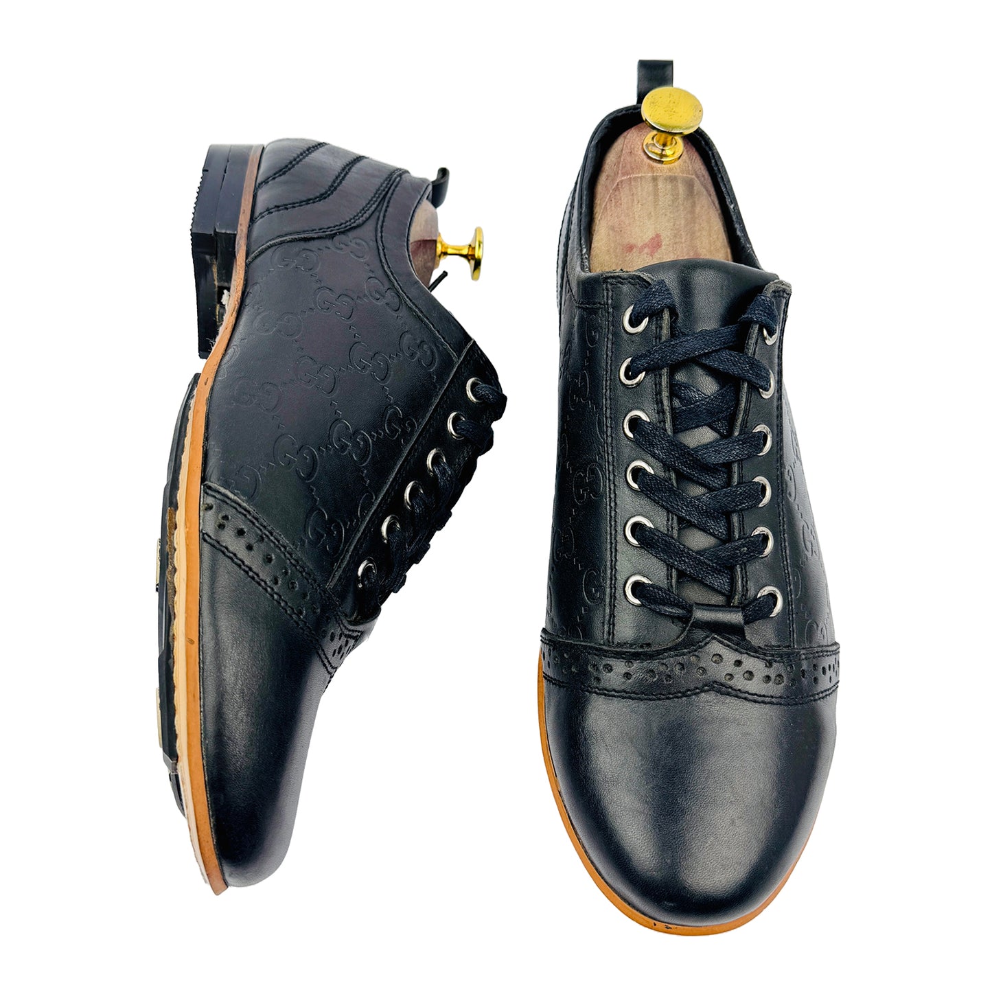 Gucci Men's GG Logo Black Leather Sneakers (Size 42/42.5)