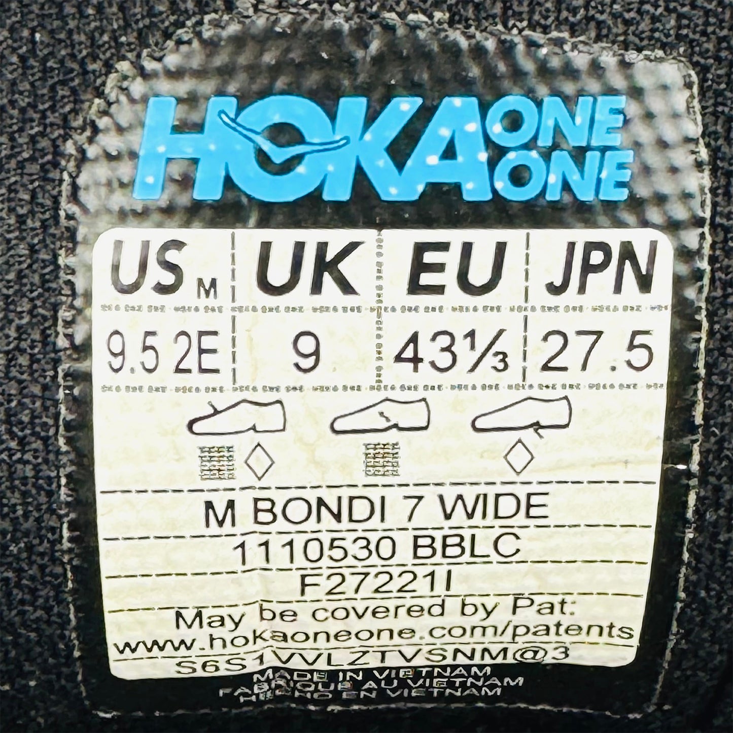 Hoka Bondi 7 Wide Black Shoes (Size 43.5) - 1110530-BBLC