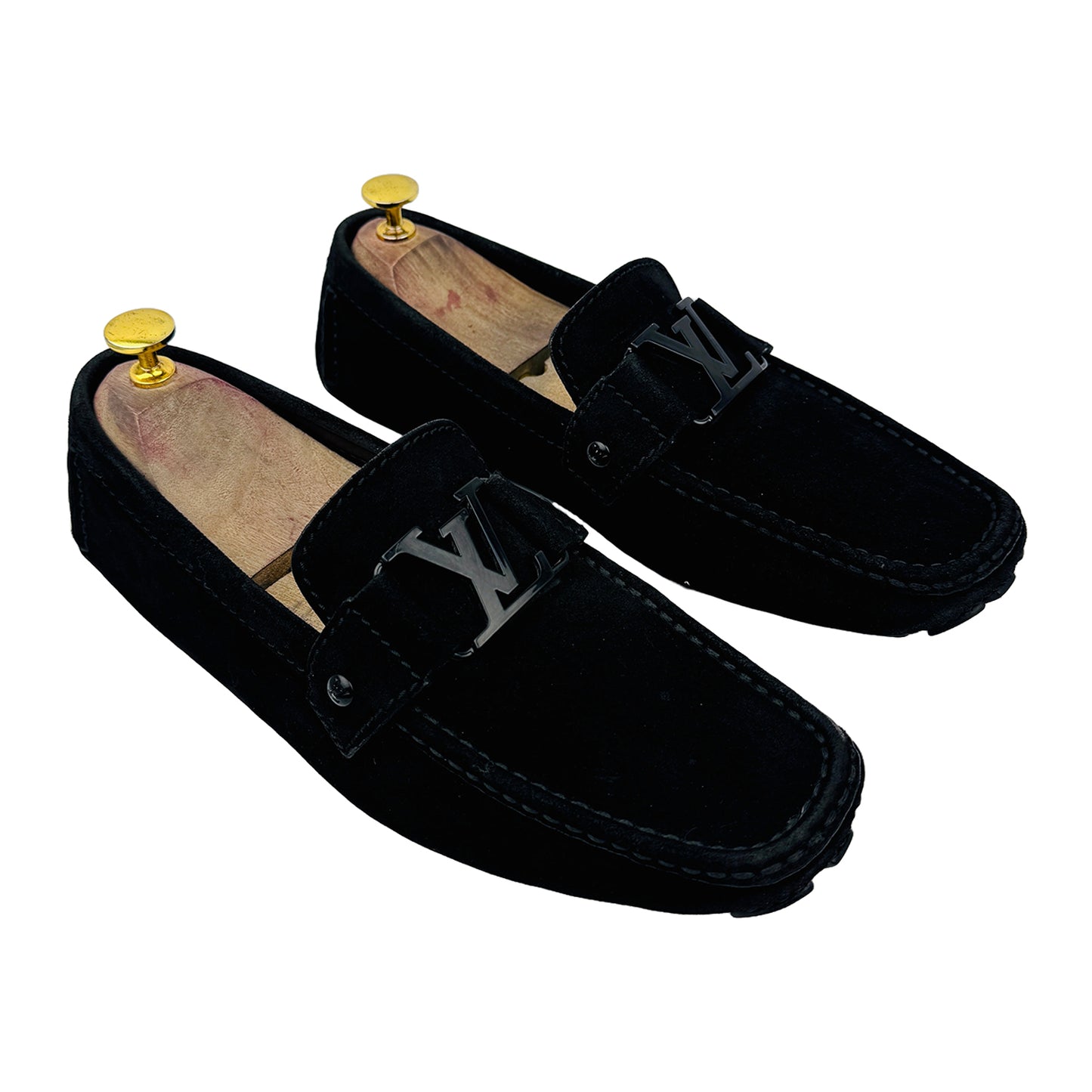 Louis Vuitton Men's Black Buckle Suede Loafers (Size 42/42.5)