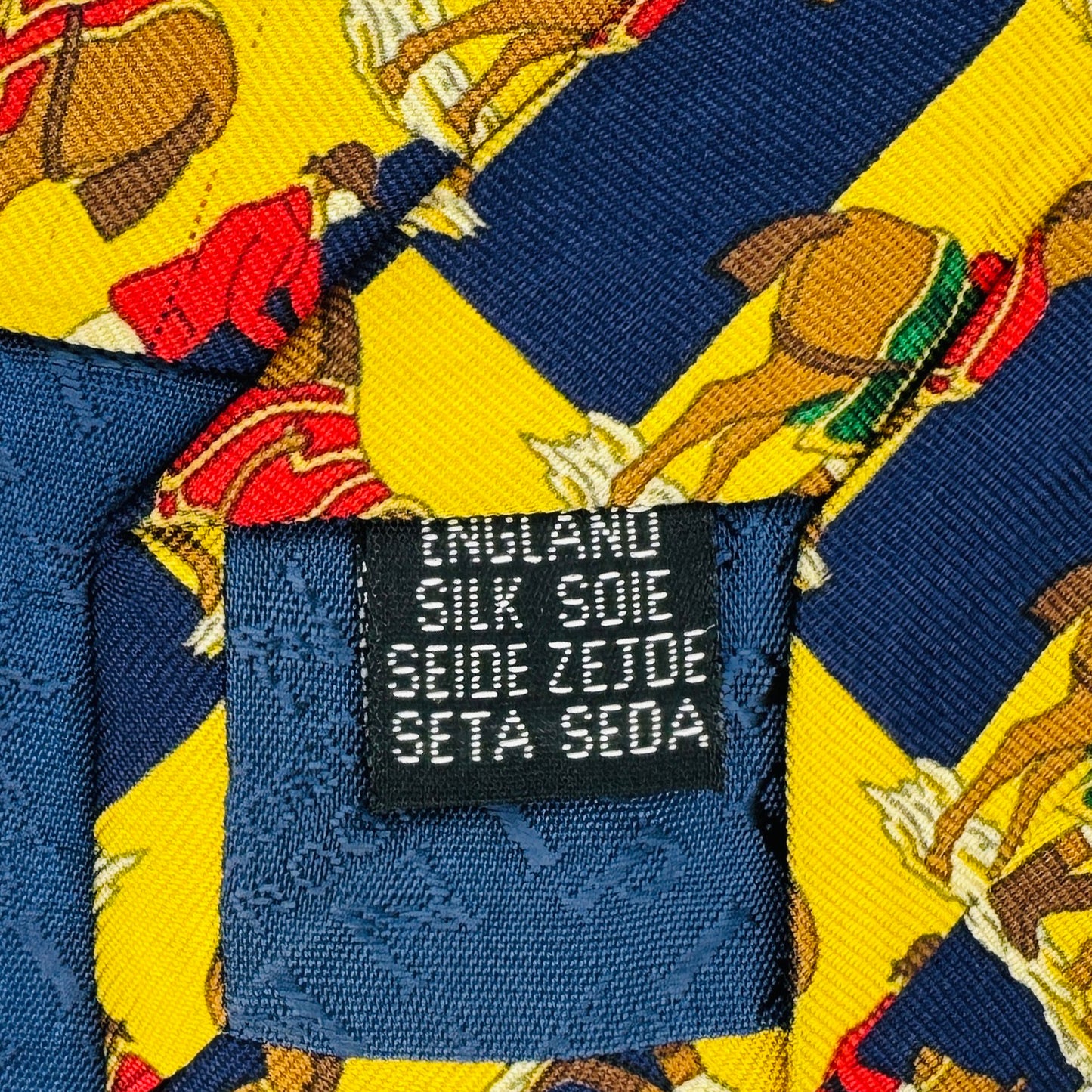 Pink London Yellow 'Horse Racing Motifs' Tie (Size Regular)