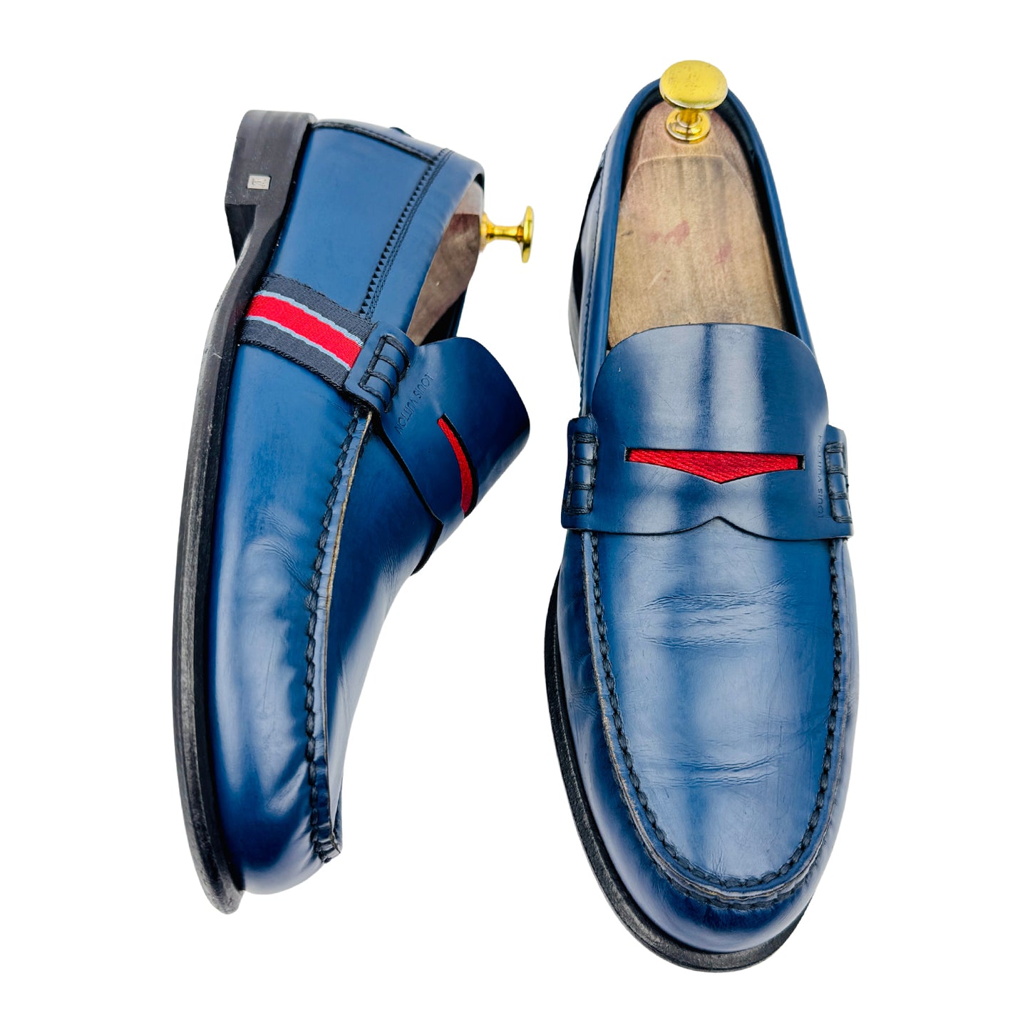Louis Vuitton Men's Leather Penny Blue Loafers (Size 41/41.5)