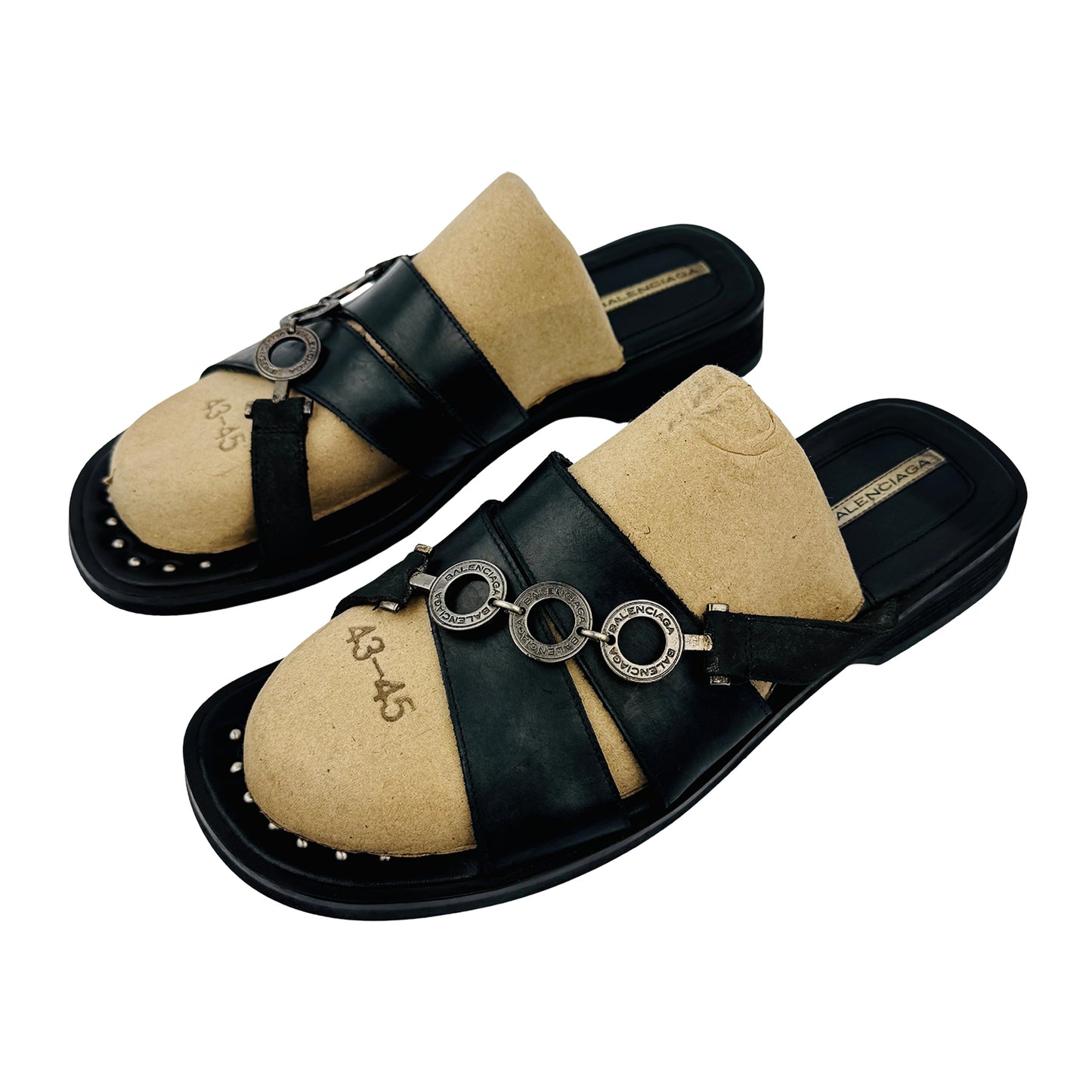 Balenciaga Cagole Black Leather Slides (Size 40)