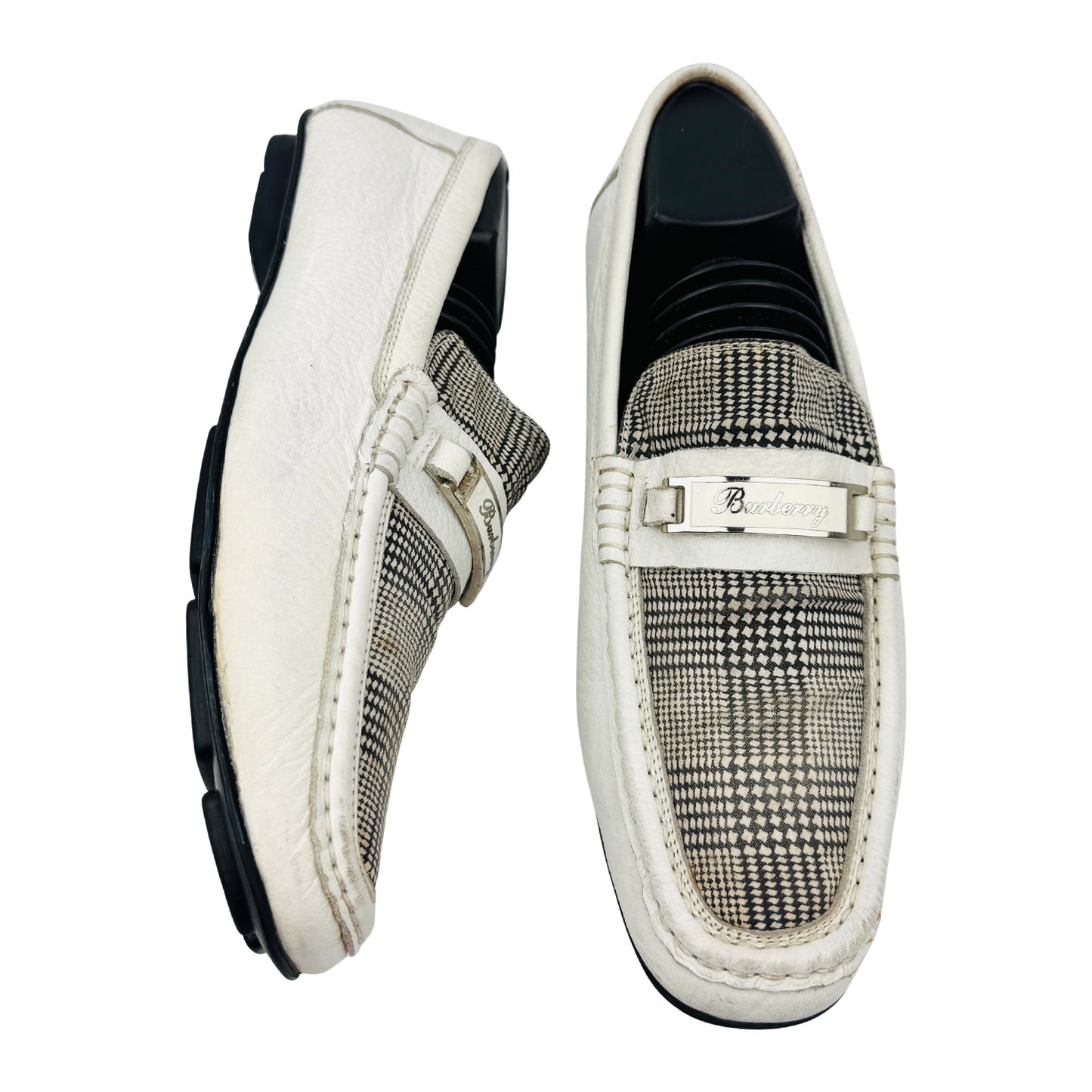 Burberry Men's Check Pattern Leather Loafers (Size 42/42.5)