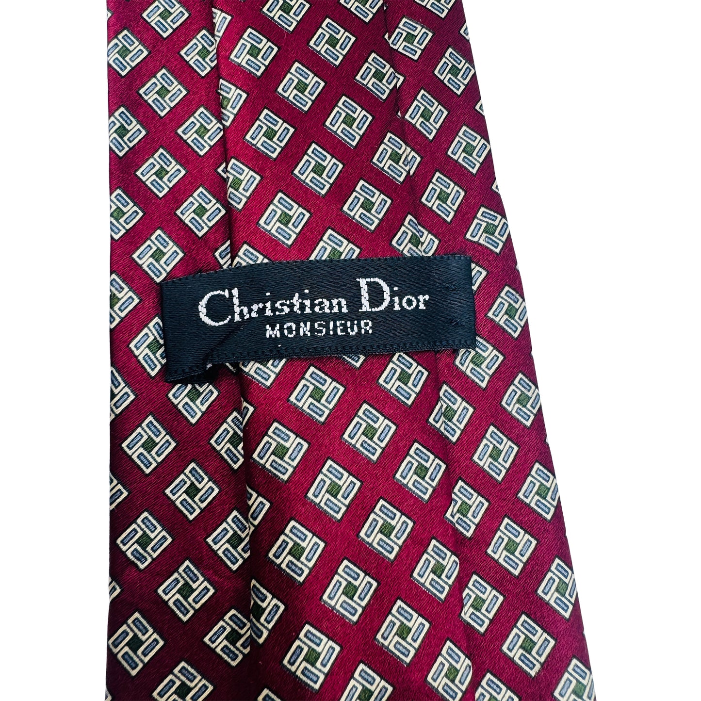 Christian Dior Burgundy 'Square Motifs' Tie (Size Regular)