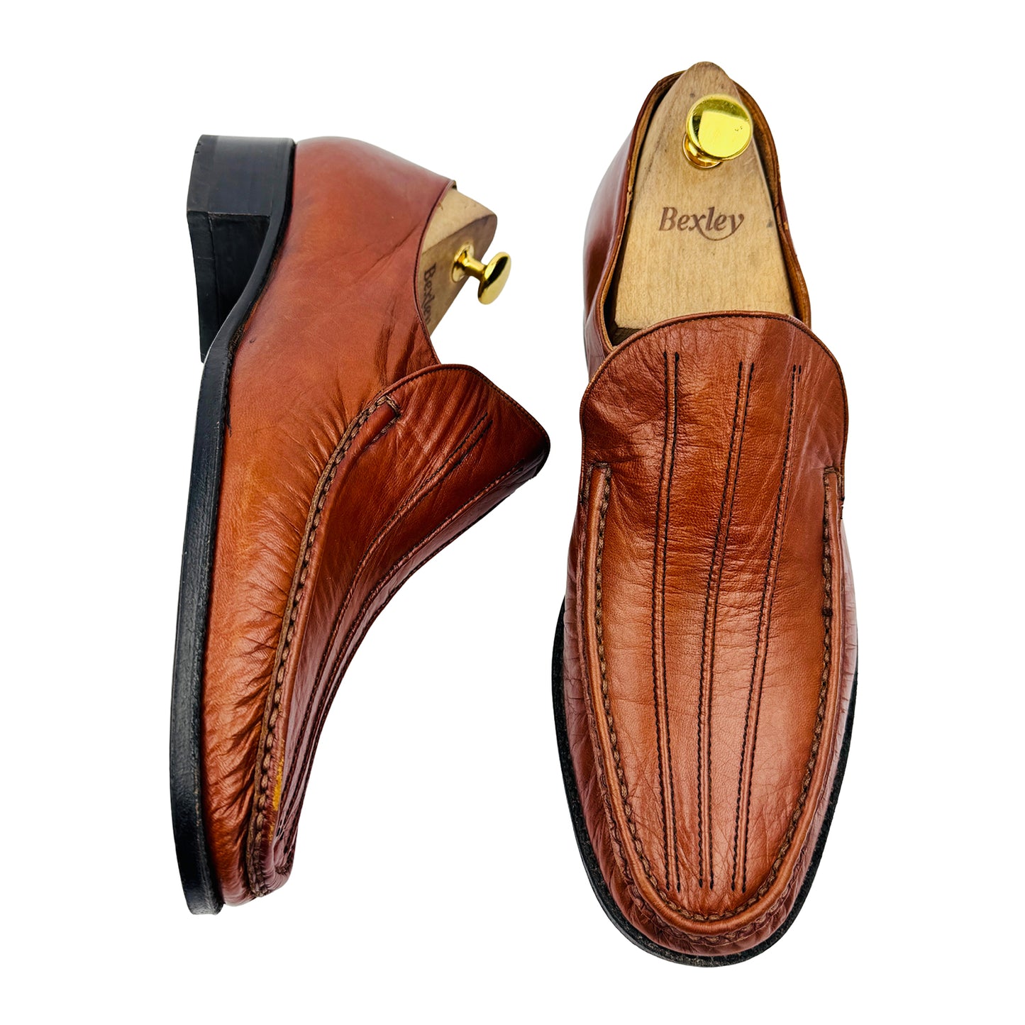 Karandonis Men's Brown Leather Vintage Loafers (Size 43/43.5)
