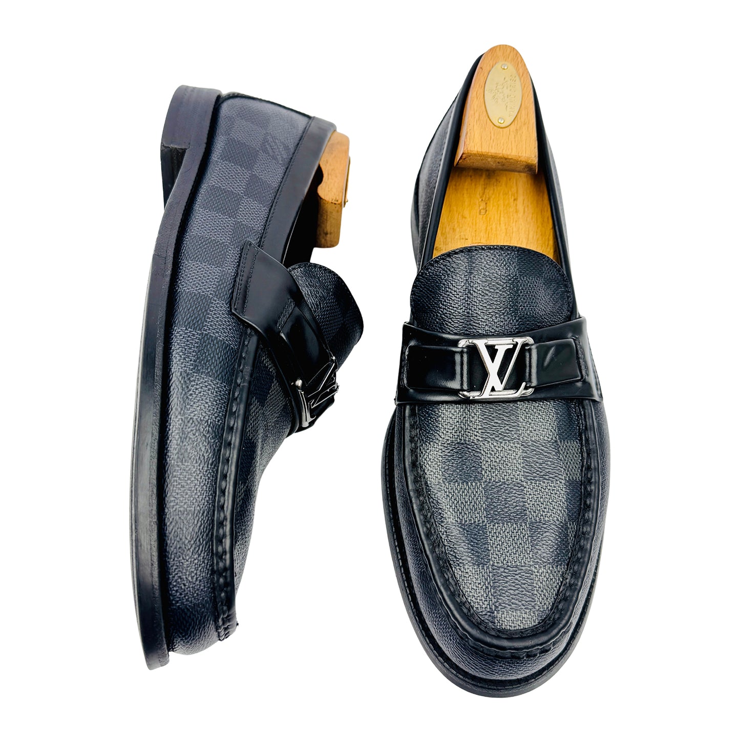 Louis Vuitton Men's Major Damier Ebene Leather Loafers (Size 42)