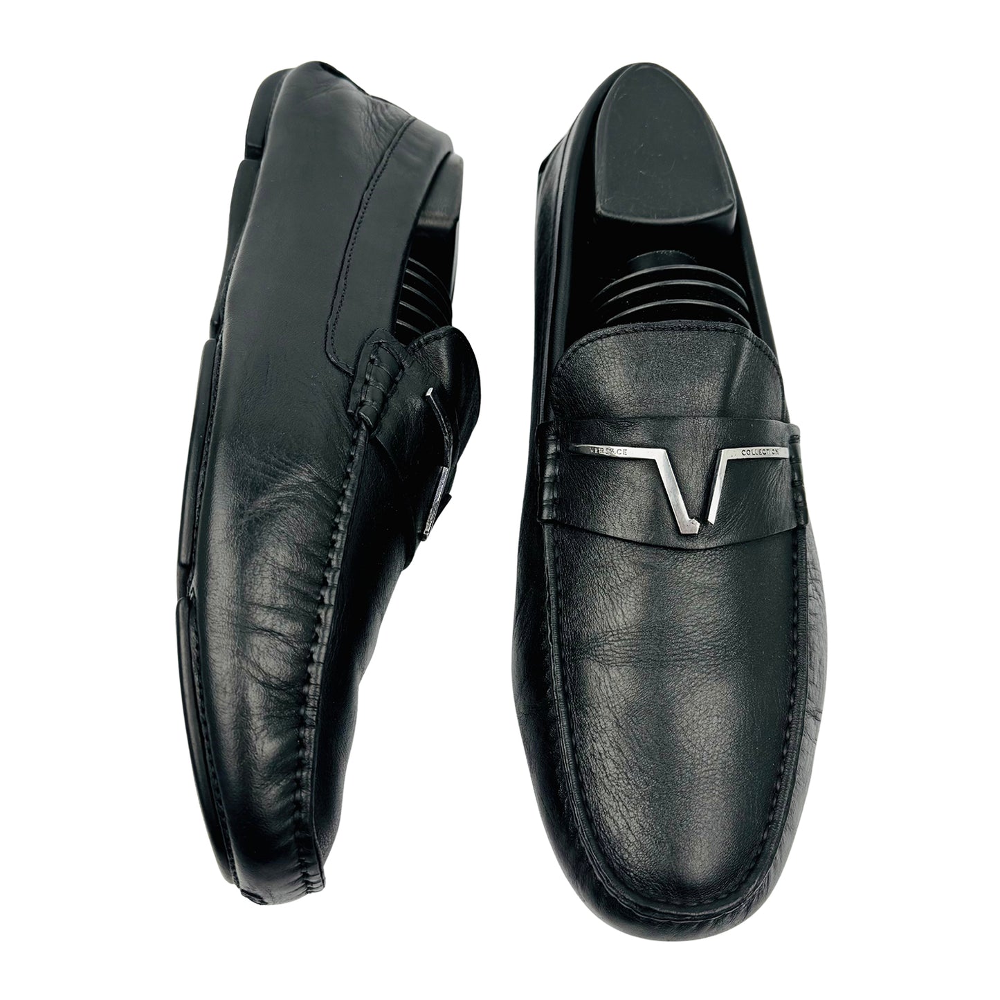 Versace V-Logo Bit Driver Black Loafer (Size 41/42)