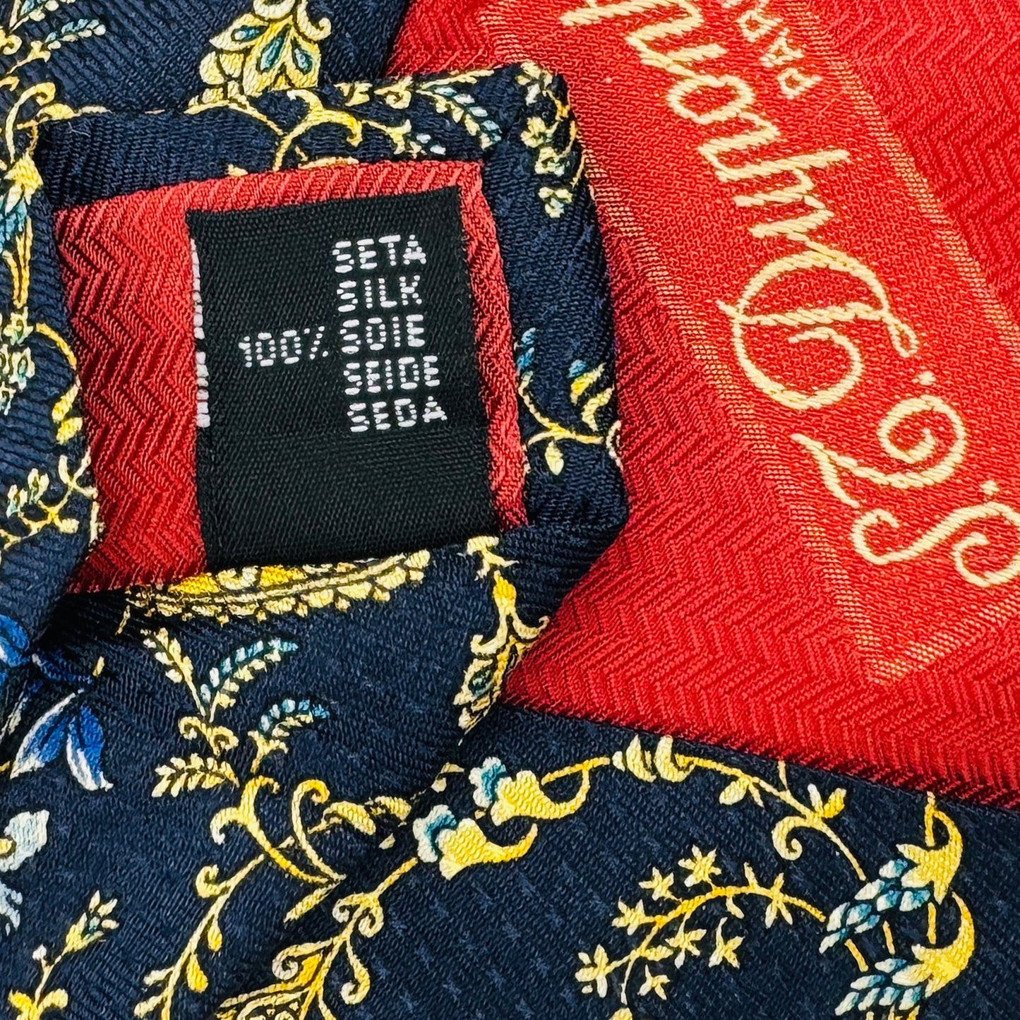 S.T. Dupont Navy 'Floral Pattern' Tie (Size Regular)