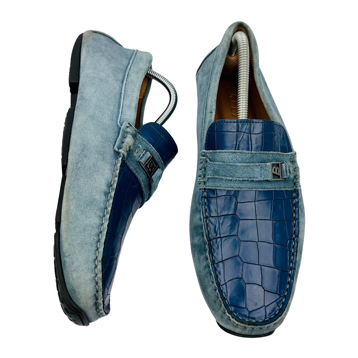 Bally Men's Keeper Blue Suede Leather Loafers (Size 43/43.5)