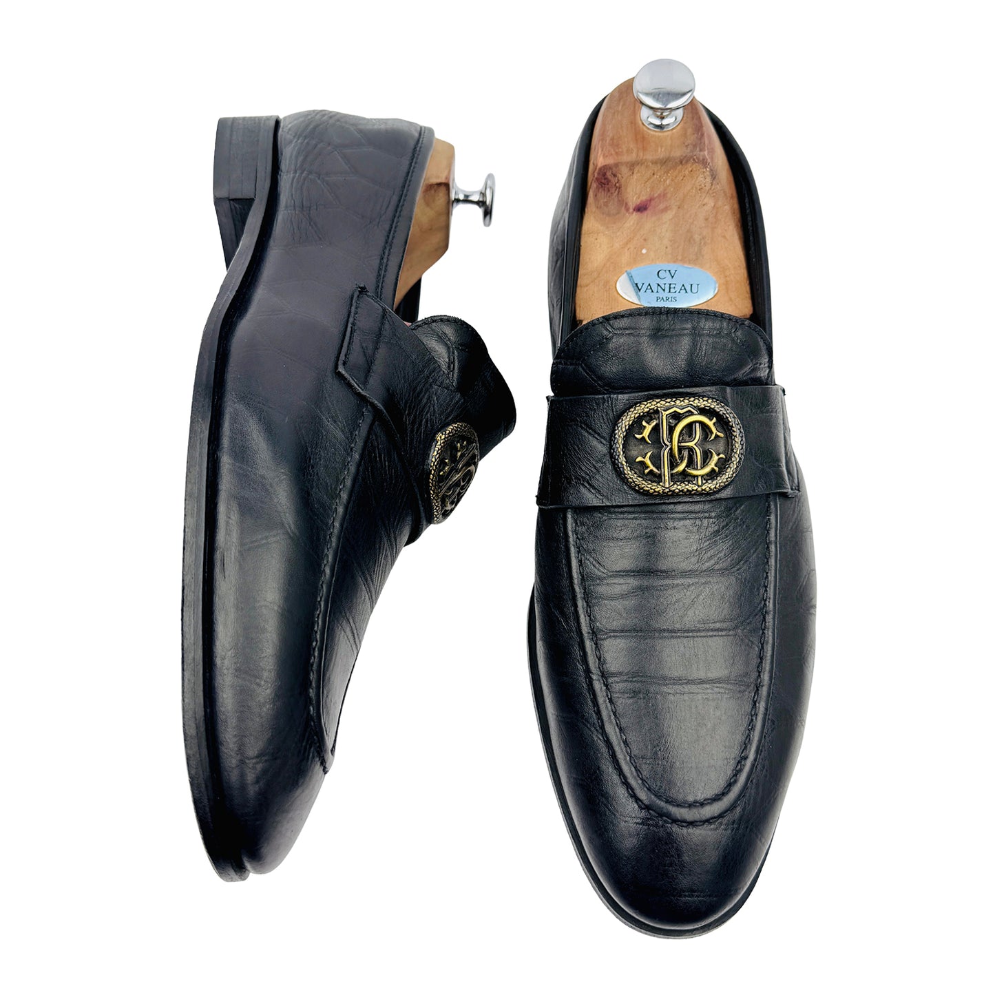 Roberto Cavalli Men's Black Leather Loafers (Size 44)