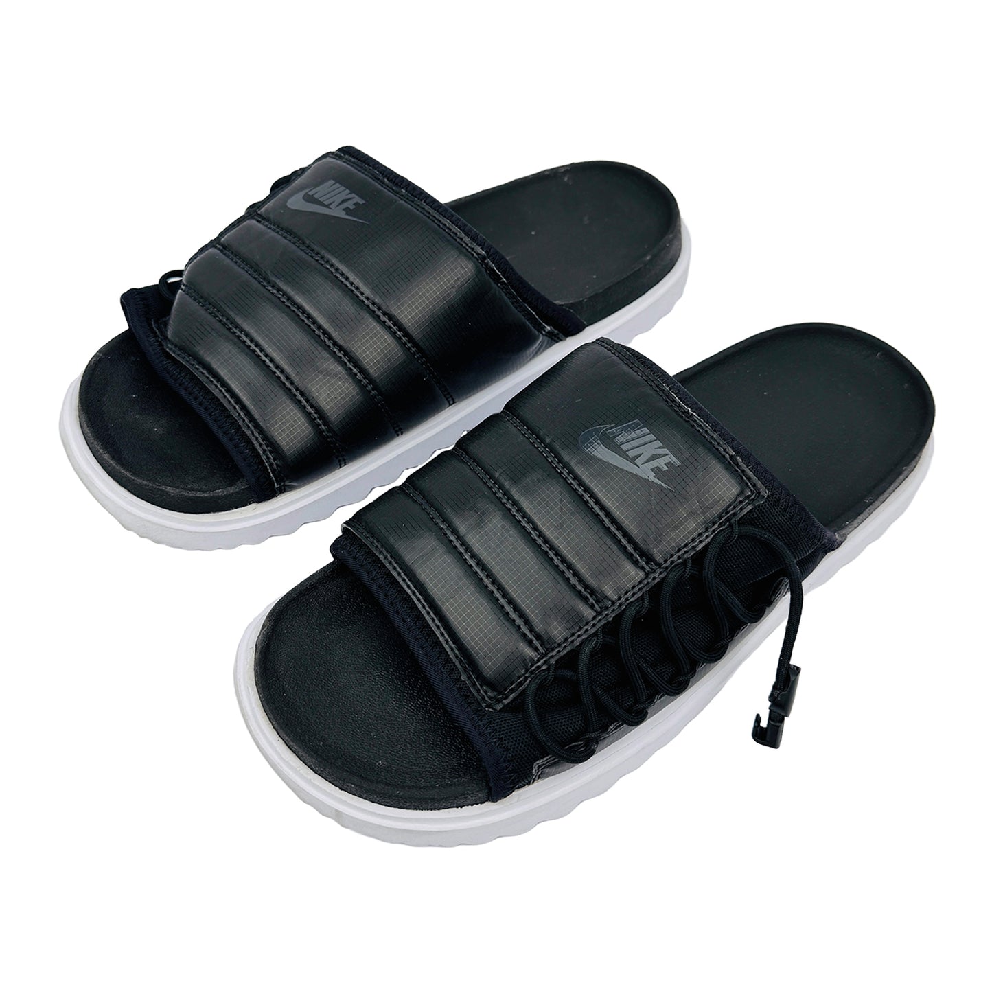 Left Side image of Nike Men's Asuna Black White Slides (Size 47/47.5) - CI8800-102