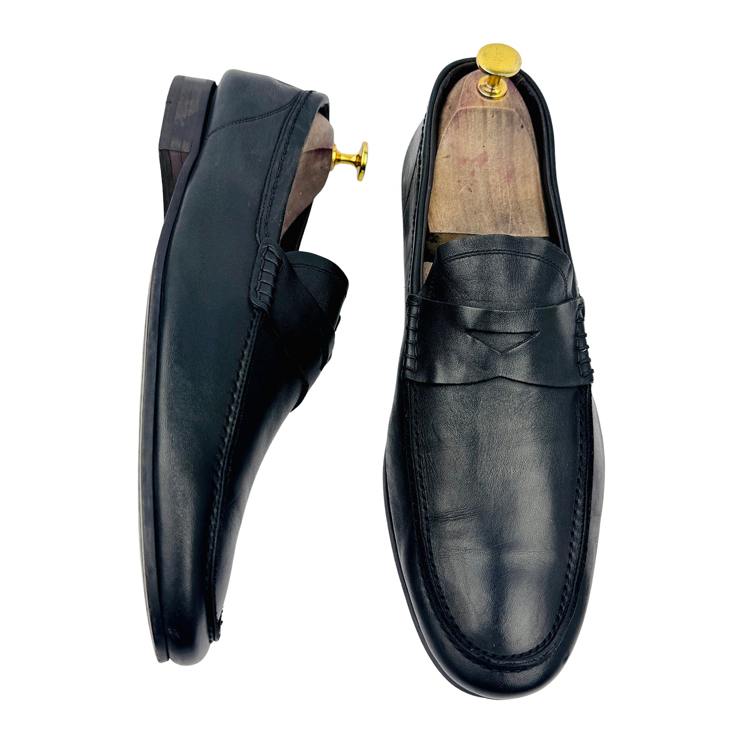 Massimo Dutti Black Leather Penny Loafers (Size 42.5/43)