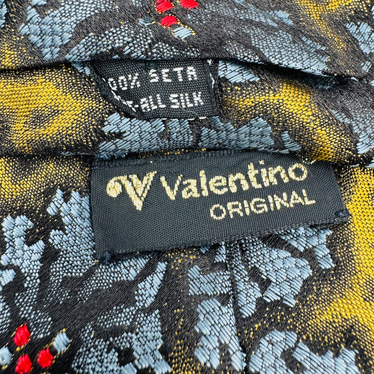 Valentino Black 'Foliage Pattern' Silk Tie (Size Regular)