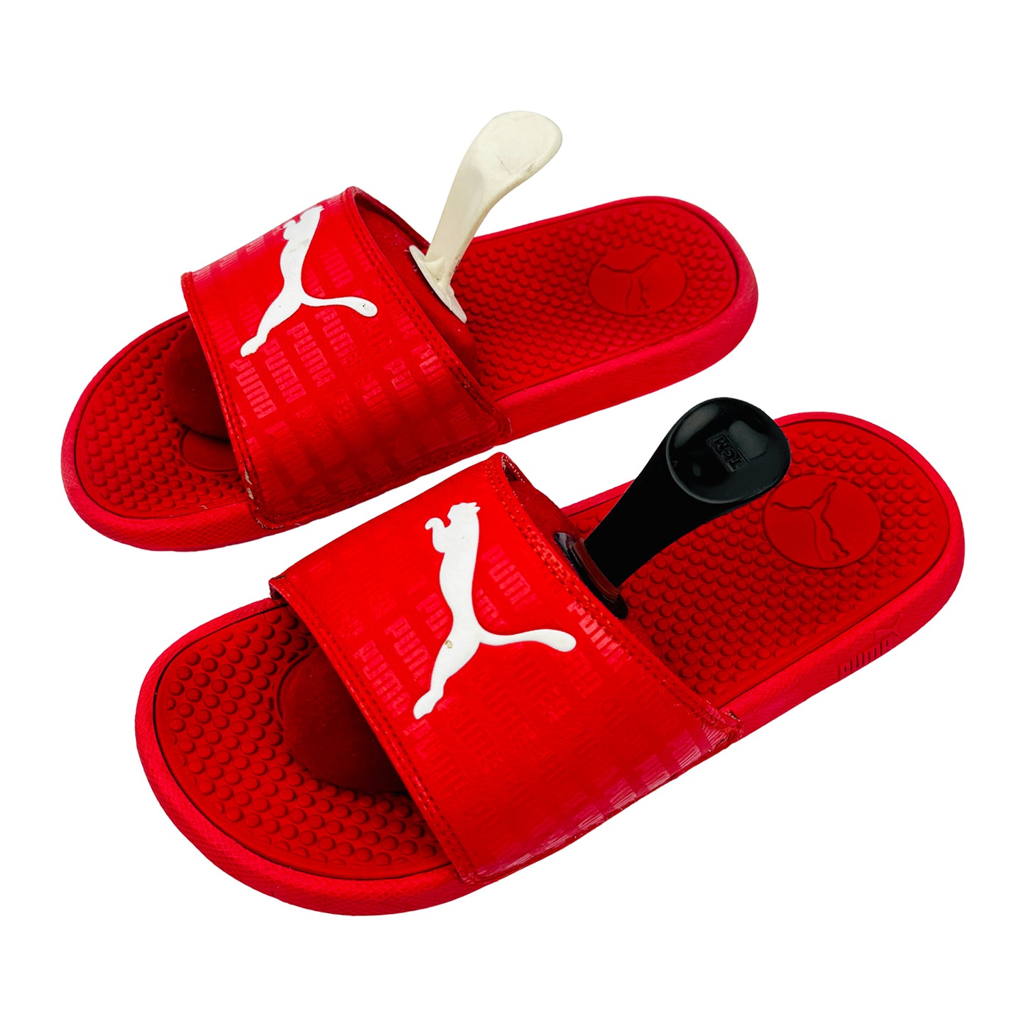 Puma Cool Cat 1.0 Red slides with a white logo on a white background