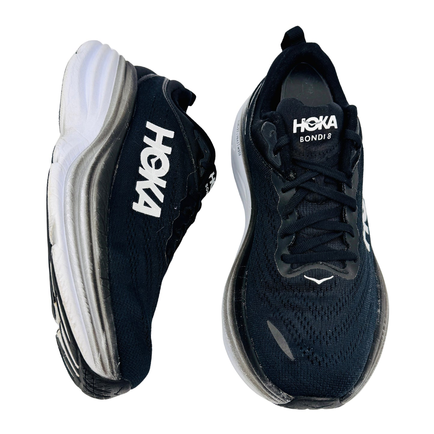 Hoka One One Bondi 8 Black White Shoes (Size 41.5) - 1127954 BWHT