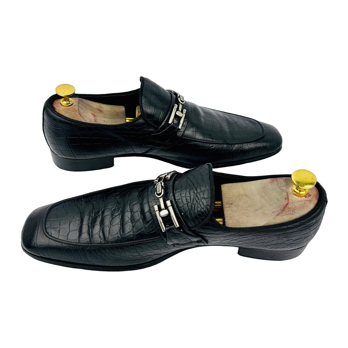 Cross image of Dolce & Gabbana Men's Black Crocodile Leather Loafers (Size 42.5/43)