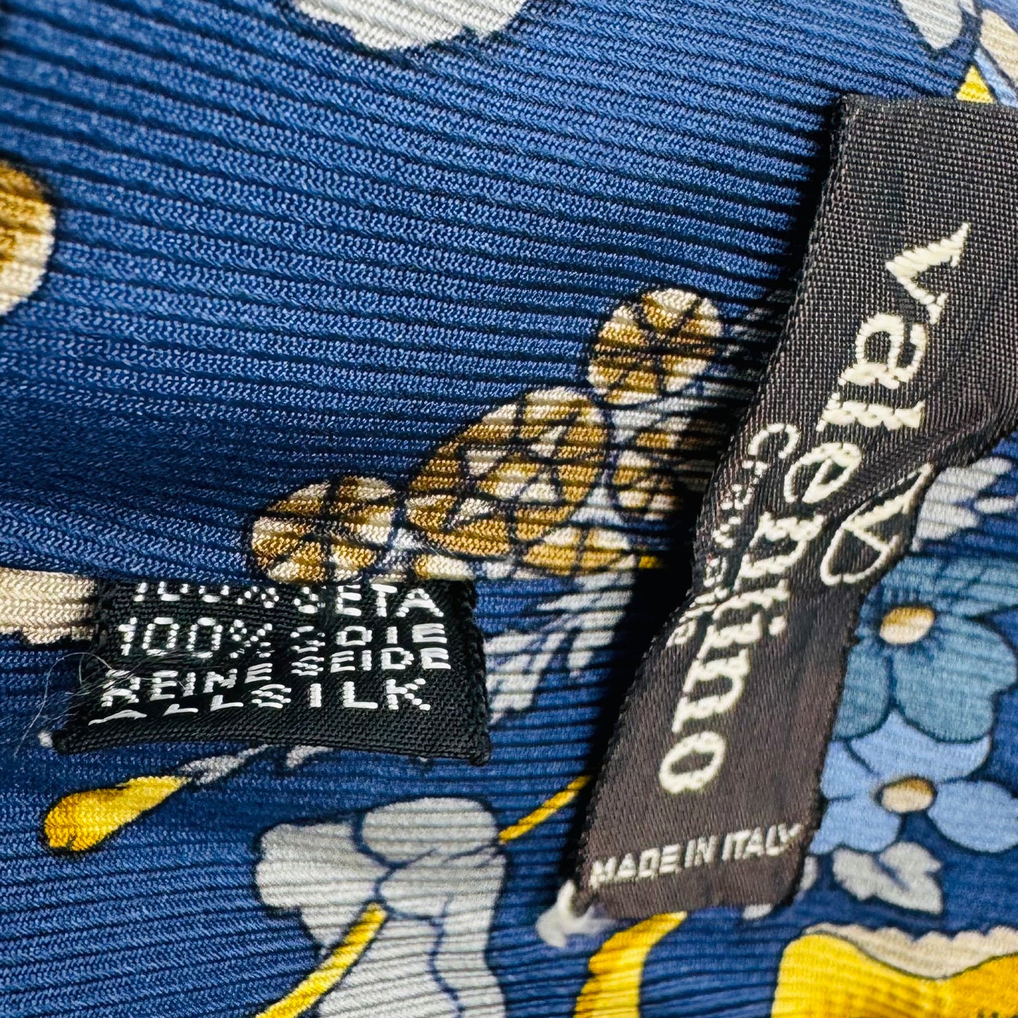 Valentino Deep Navy 'Floral Design' Silk Tie (Size Regular)