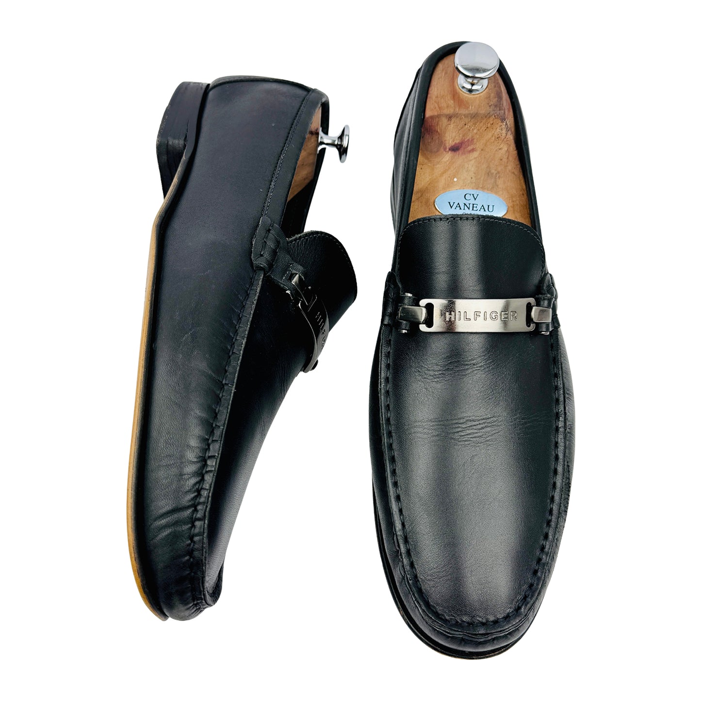 Tommy Hilfiger Men's Black Leather Bit Loafers (Size 44)