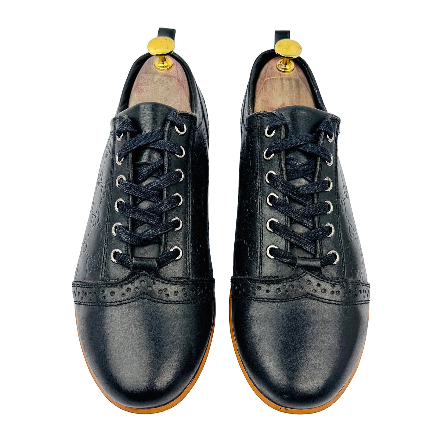 Gucci Men's GG Logo Black Leather Sneakers (Size 42/42.5)