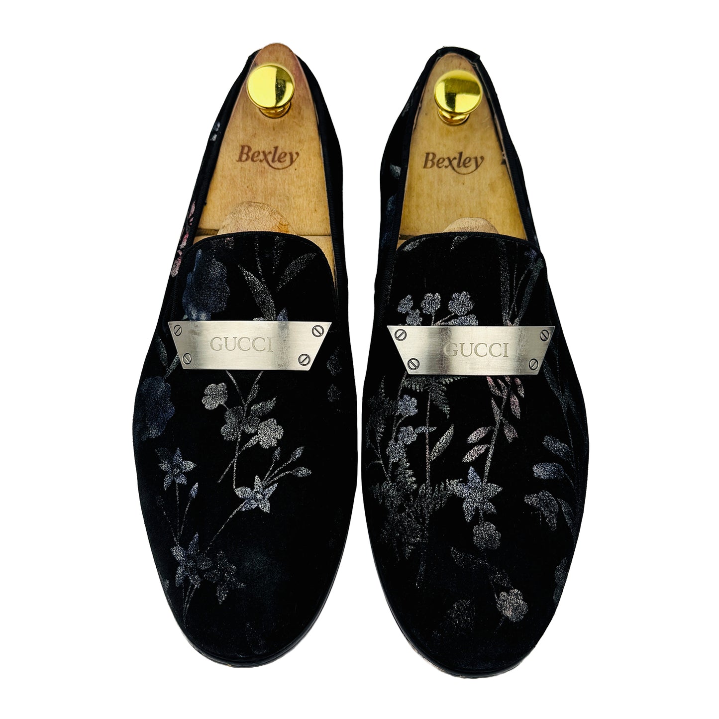Gucci Black Jodaan Velvet Embroidered Loafers (Size 40/40.5)
