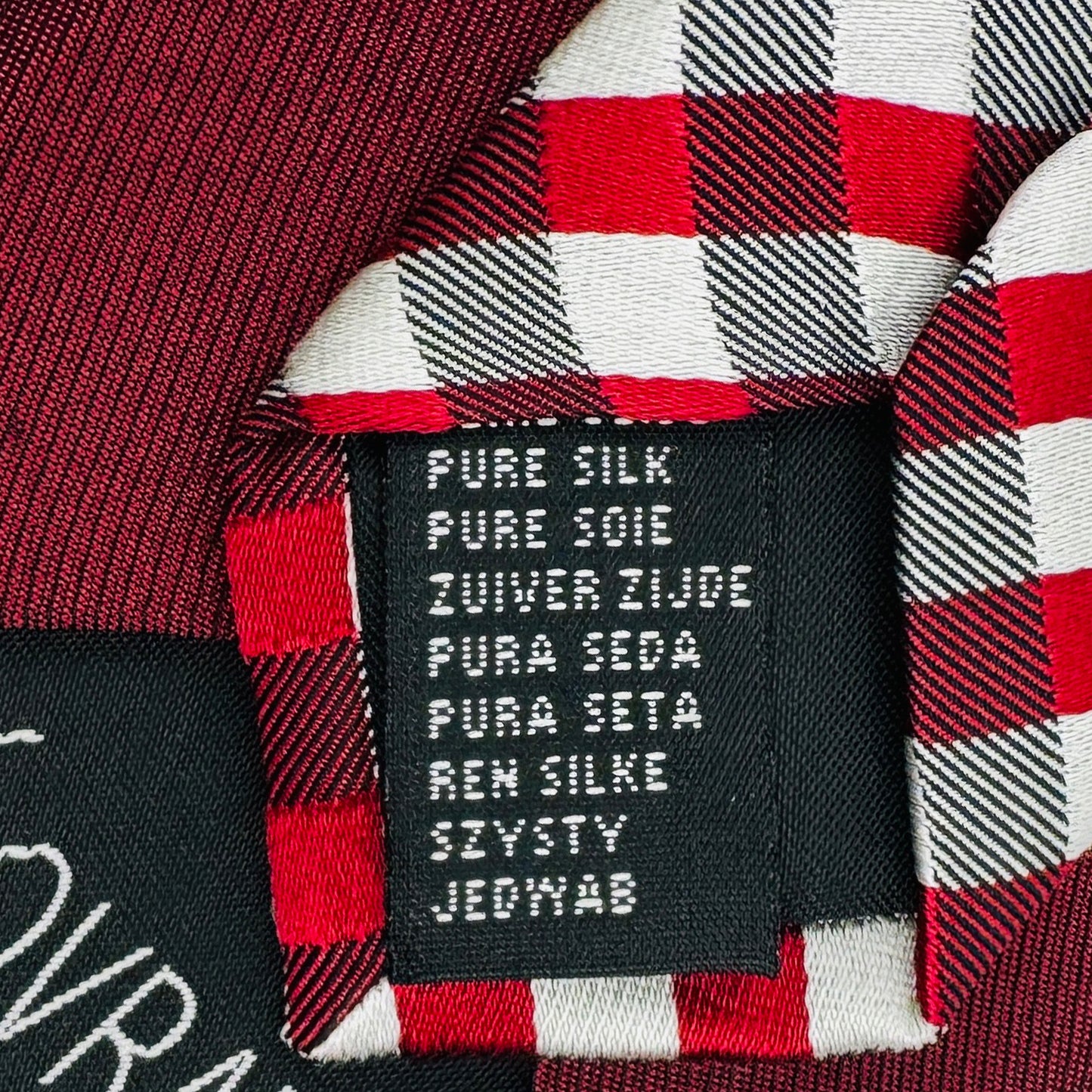Sovrano Burgundy 'Checkered Pattern' Tie (Size Slim Fit)