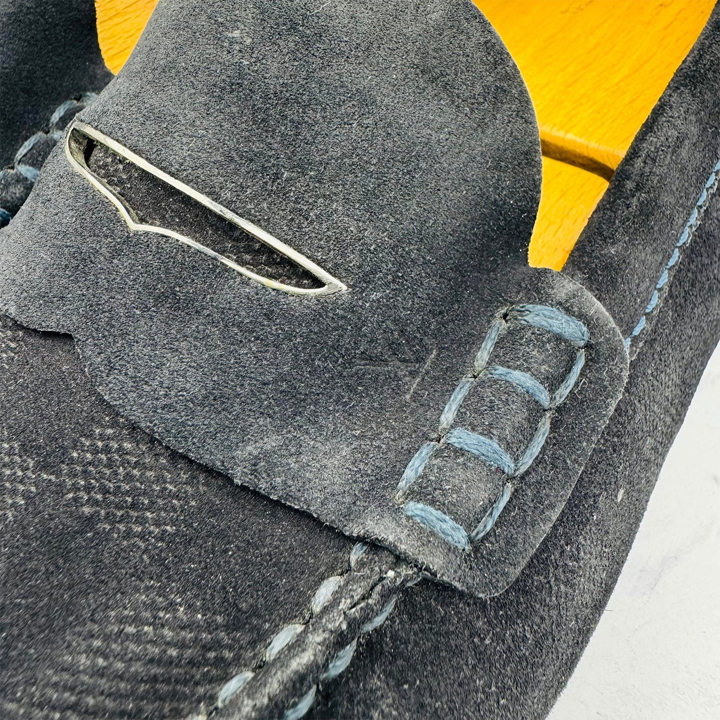 Louis Vuitton Men's Navy Damier Embossed Loafer (Size 42/42.5)