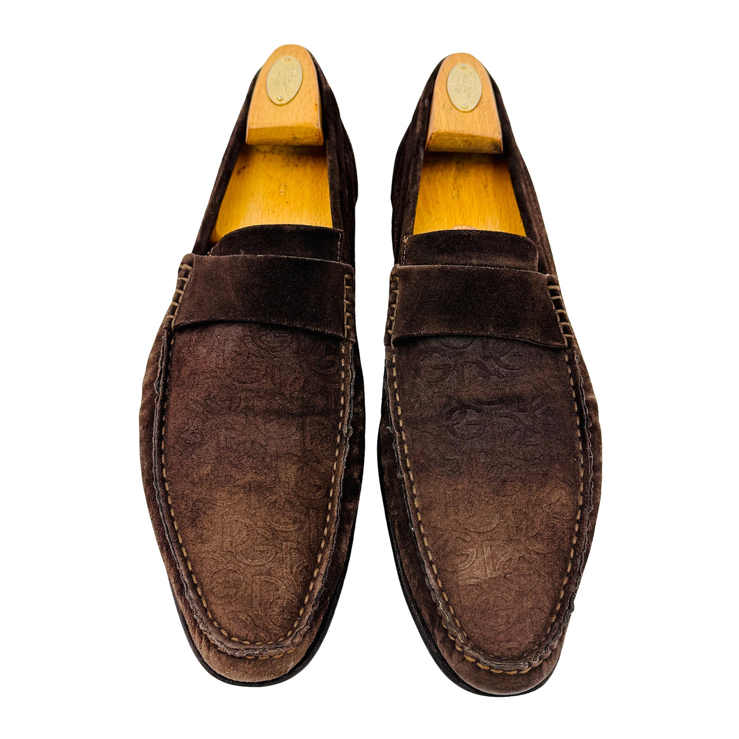 Dolce & Gabbana Brown Suede DG Embossed Loafers (Size 44/44.5)