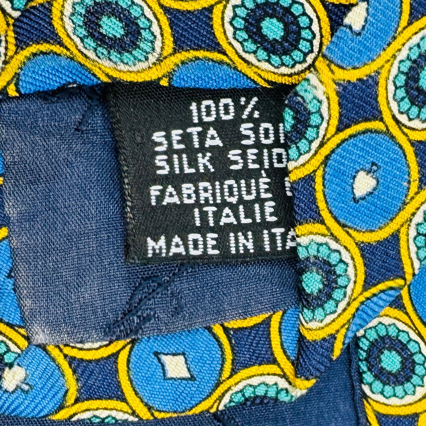 Yves Saint Laurent Blue 'Geometric Medallion Pattern' Tie (Size Regular)