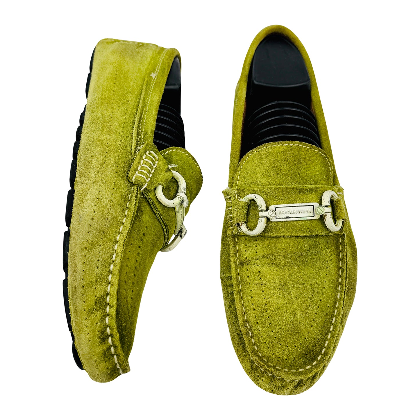 Dolce & Gabbana Men's Green Suede Loafers (Size 41.5/42)