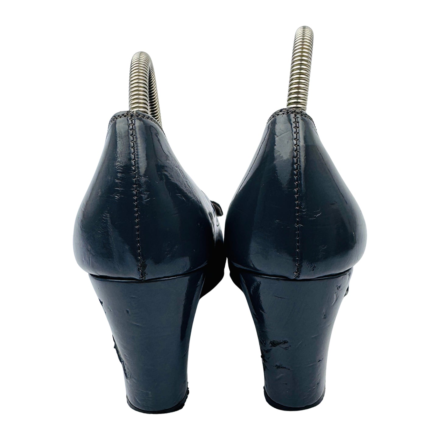 Chanel Women's Black Patent Cap Toe Ballet Heels (Size 36.5)