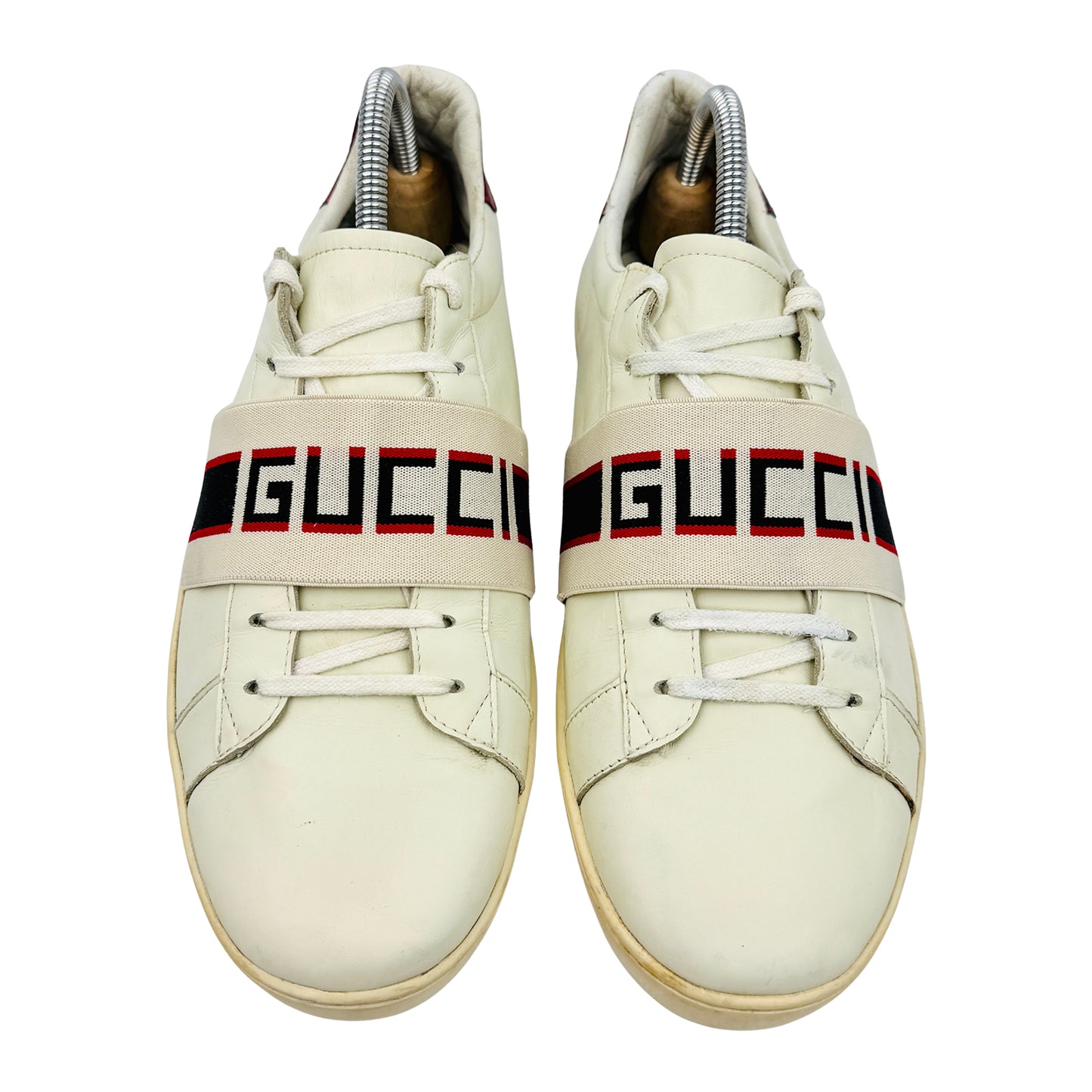 Gucci Ace Logo Elastic White Sneakers (Size 43.5/44)