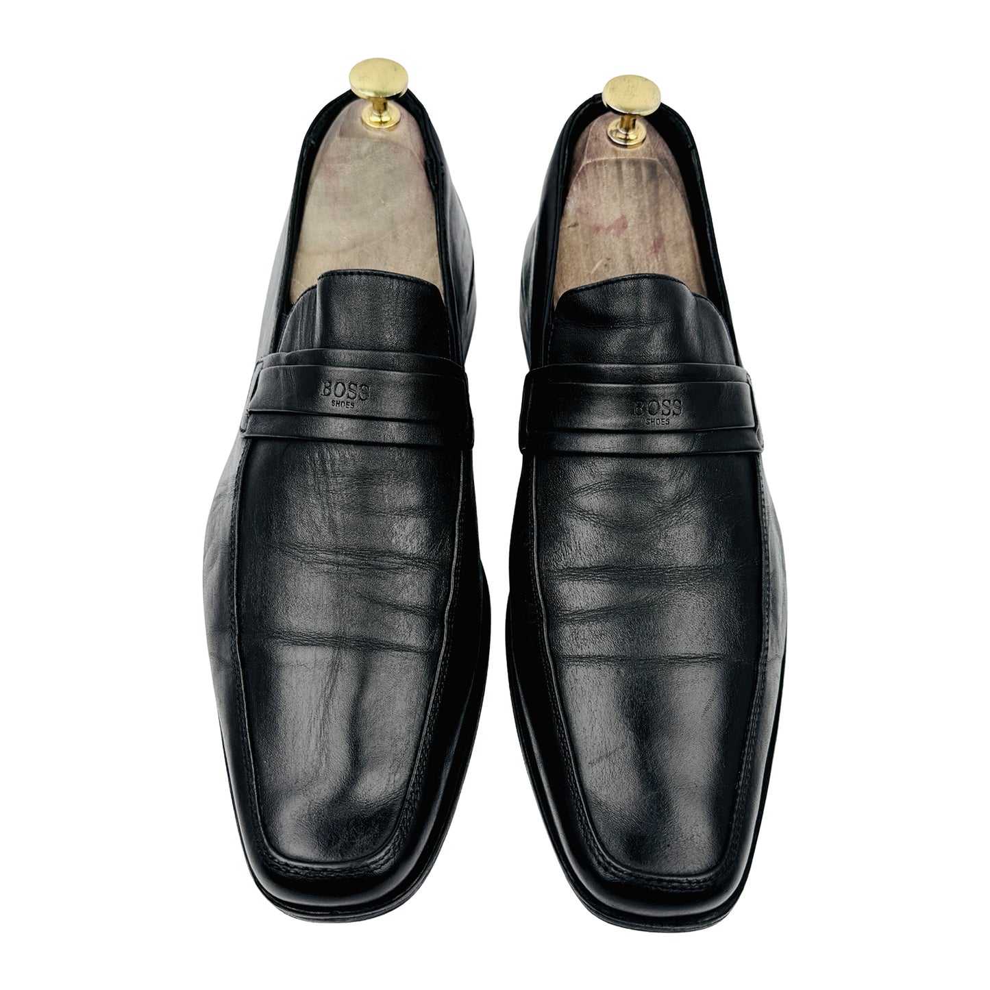 Hugo Boss Men's Black Leather Penny Heel Loafers (Size 42.5)
