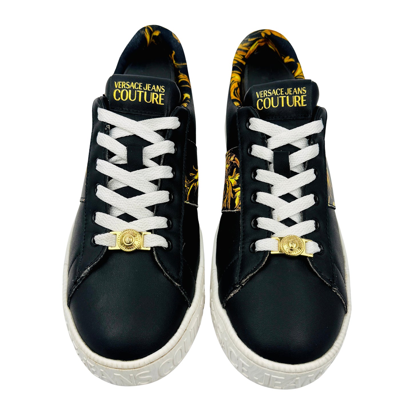 Versace Jeans Couture Baroque Print Leather Sneakers (Size 40) - 72VA3SKA