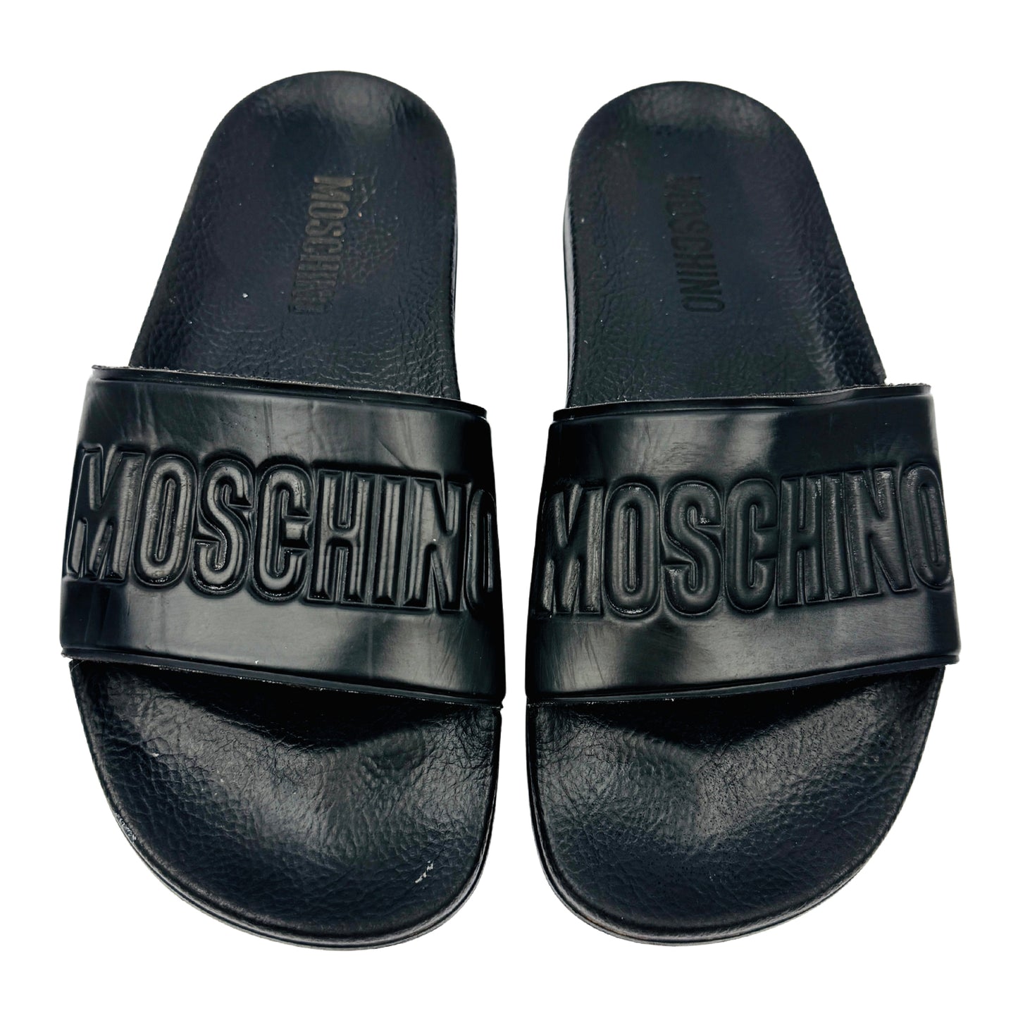 Moschino Black Logo Pool Slides (Size 37/37.5)