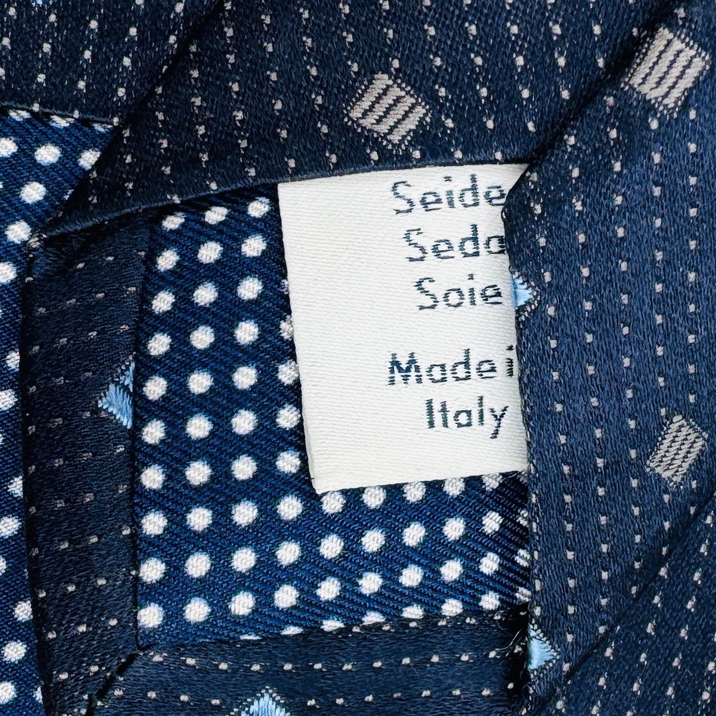 Eton Navy 'Square Pattern' Silk Tie (Size Regular)