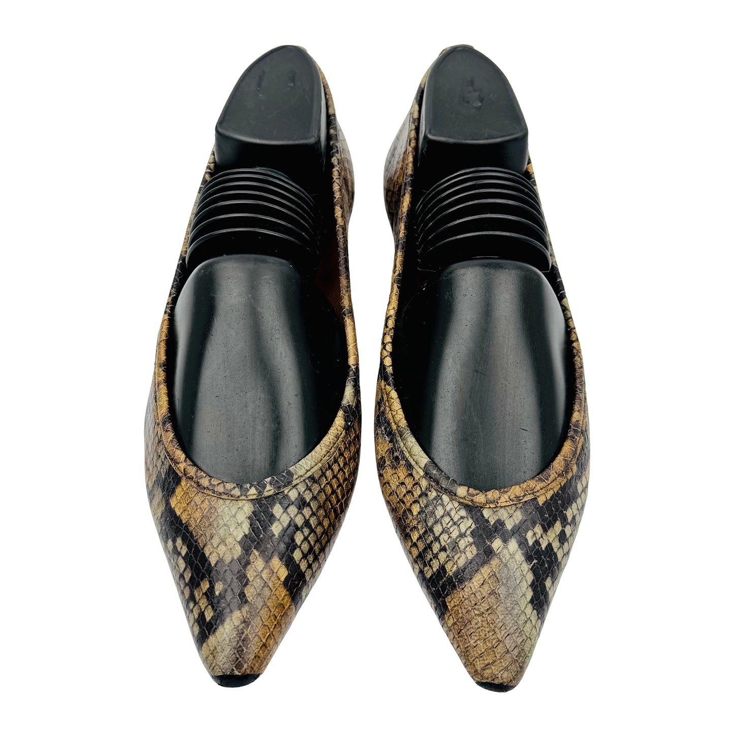 Massimo Dutti Snake Print Leather Flats (Size 40)