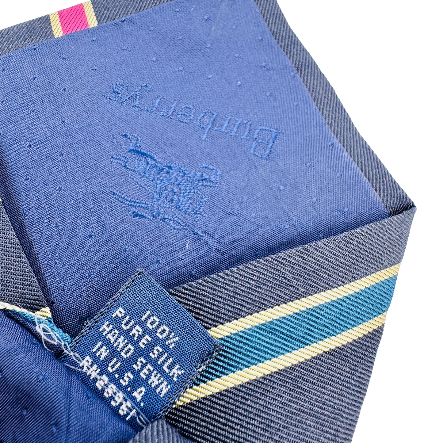Burberry Navy Blue Base 'Diagonal Red Yellow Blue Stripes' Tie