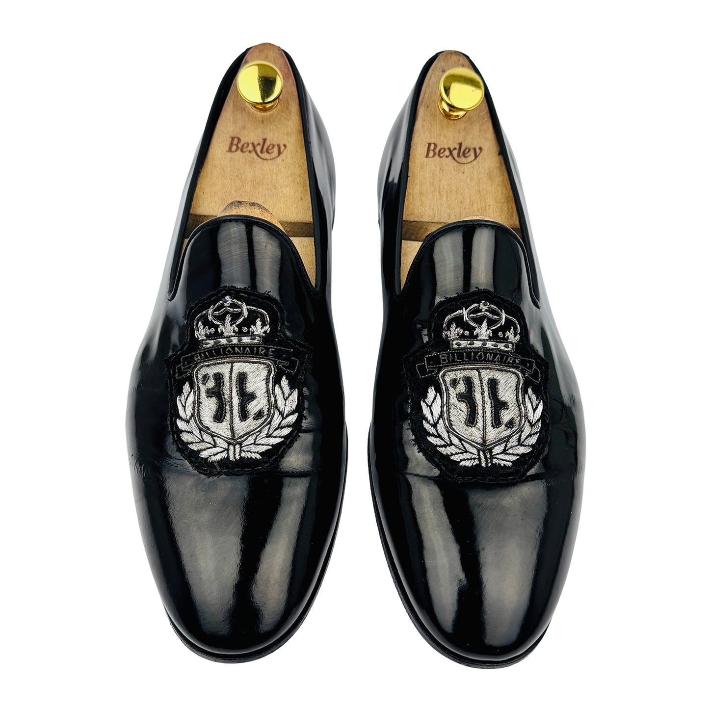 Billionaire Men's Patent Embossed Logo Loafers (Size 42.5/43)