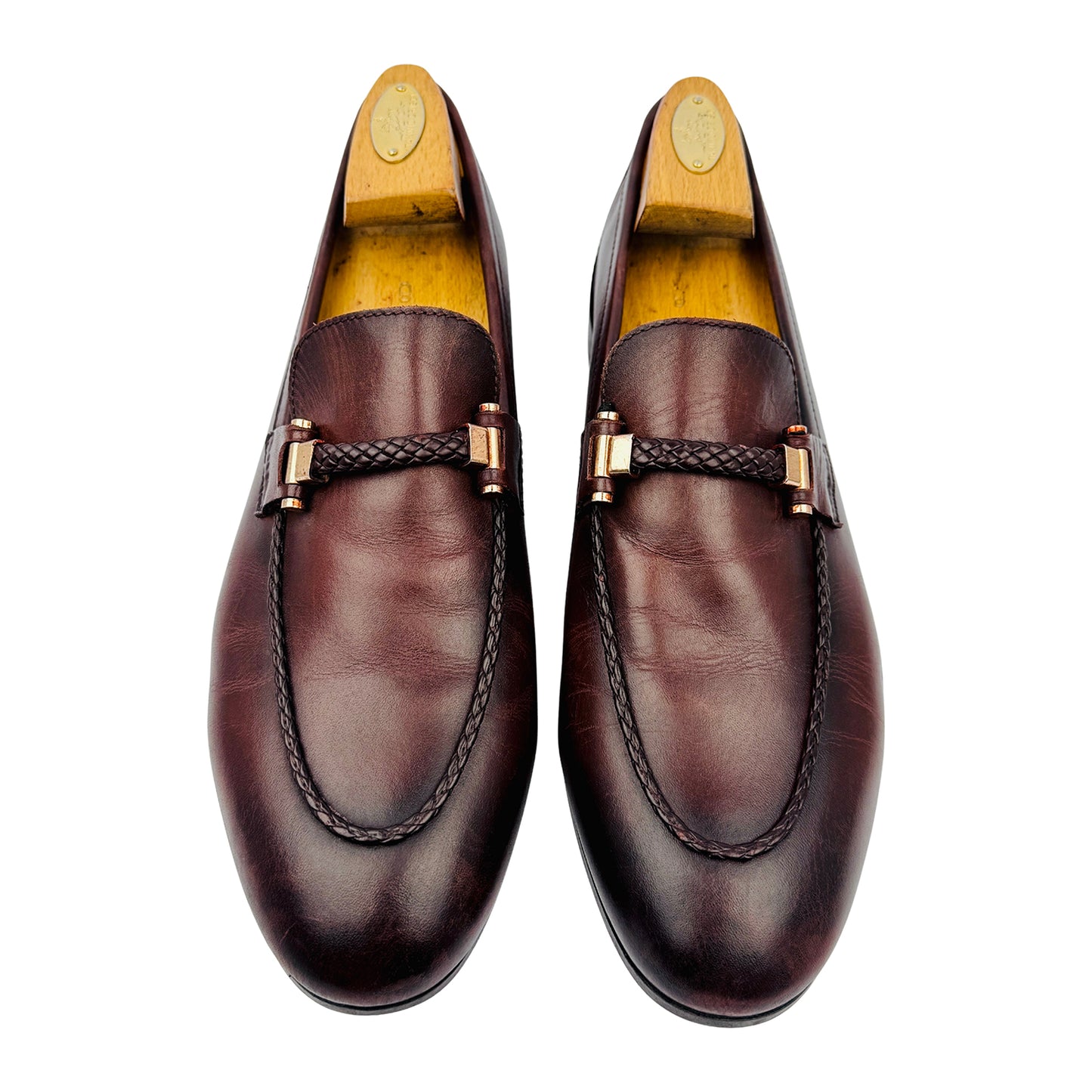 Rosso Brunello Men's Braided Leather Loafers (Size 43) - MS‑4211