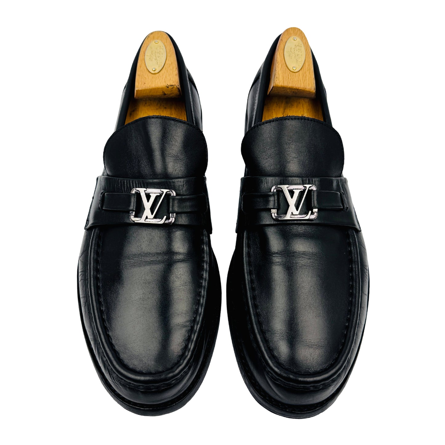 Louis Vuitton Men's Black Leather Major Loafers (Size 44/44.5)